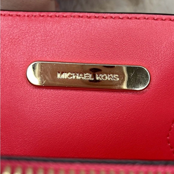 NWOT Michael Kors Deep Pink Mercer Embellished Leather 2-Way Bag